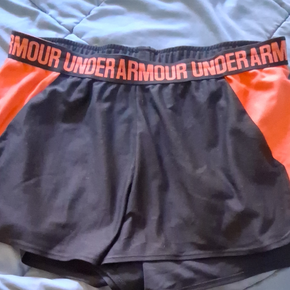 Under Armour Black with Orange Trim Women's Athletic Shorts